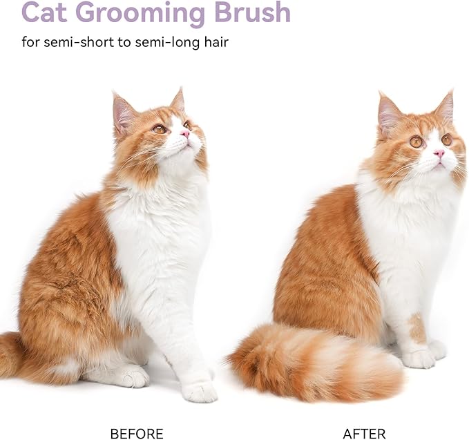 aumuca Cat and Dog Grooming Brush for Shedding, Removes Loose Fur from Long or Short Haired Pets - Ideal for Cats, Kittens, Rabbits, and More - Purple