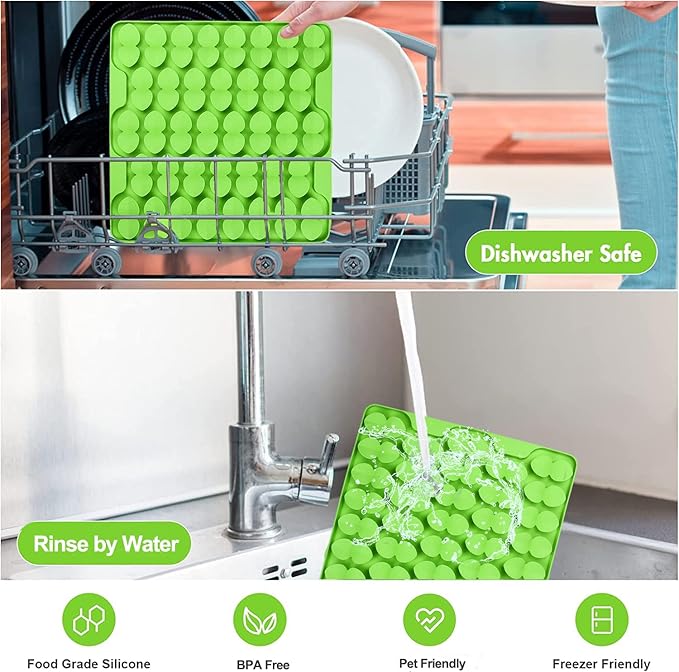 Large Silicone Snuffle Mat for Small Medium Large Dogs Slow Down Eating,Slow Feeder Lick Mat for Dry Wet Food for Pet Encourages Natural Foraging Skill,Relieving Stress (Green)