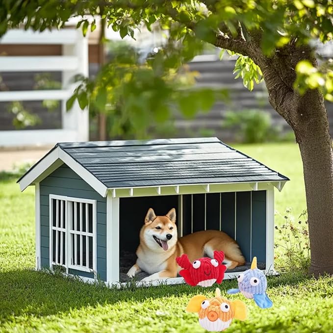 Dog Toys for Aggressive Chewers,Squeaky Dog Toys to Keep Them Busy,No Stuffing Interactive Dog Chew Toys,Suitable for Medium,Large and Small Dog(Blue Whale)