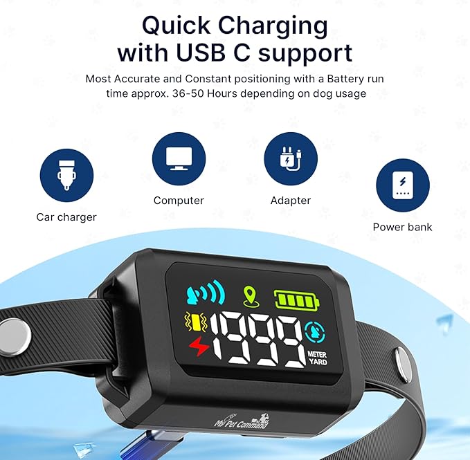 My Pet Command GPS Dog Collar Fence System New Generation Wireless Perimeter Fence for Dogs Containment System Boundary Easy Setup Outdoor Fence Waterproof Rechargeable with Training Whistle