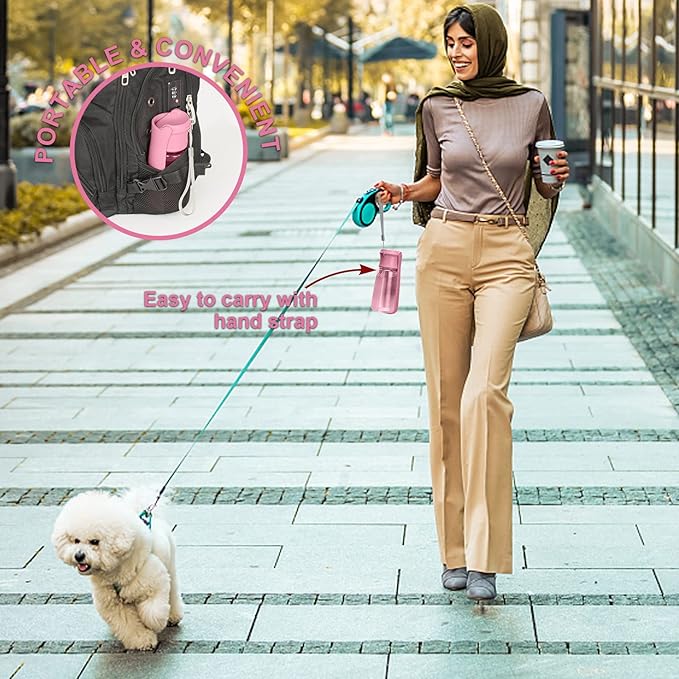 Portable Dog Water Bottle - Foldable Dog Water Dispenser | Leak Proof & Food Grade Plastic Travel | Pet Water Bottle for Cat Outdoor Walking Hiking Travel(US) (Pink, 19oz)