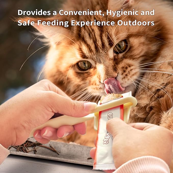 2pcs Cat Strip Feeders, Kitten Strip Squeeze Spoon for Wet Food and Liquid Snack, Cat Lickable Puree Treat Food Dispenser Pet Food Mixing Spoon Feeding Scoop for Pets (Blue & White)