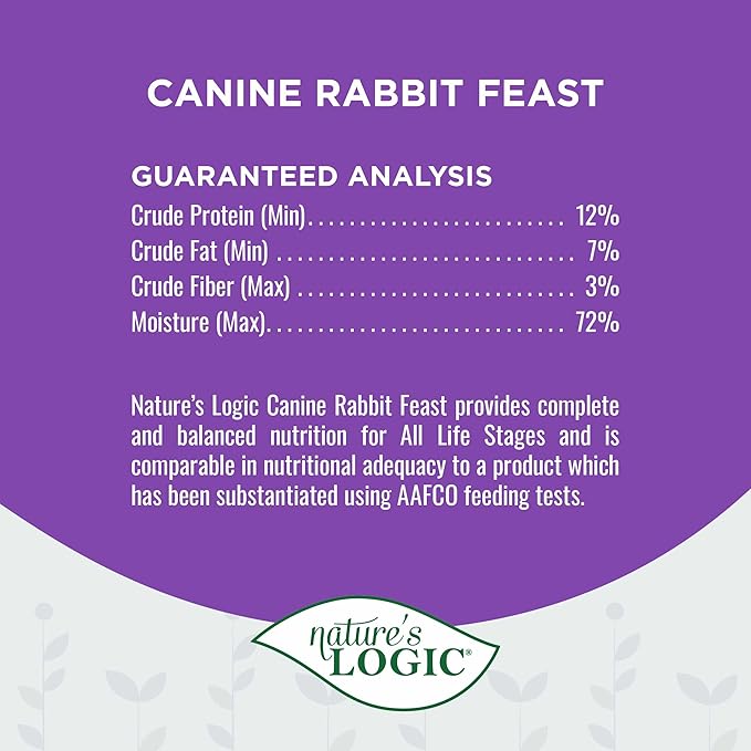 Natures Logic NL00180 Grain-Free Rabbit Feast Wet Dog Food, One Size