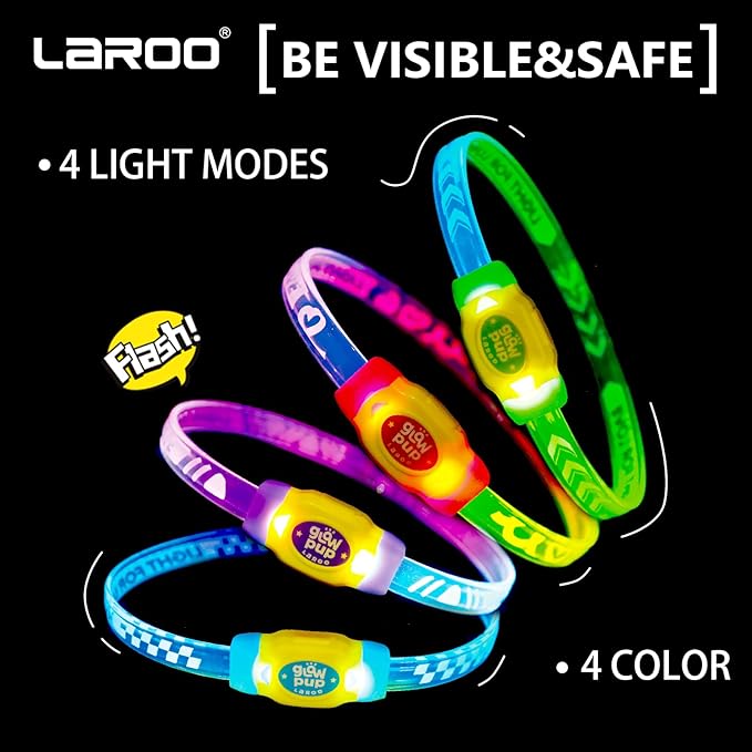 LaRoo LED Light Up Dog Collar, Multi-Color Glowing Safety Pet Collar, USB Rechargeable, Adjustable, Night Walk High Visibility Collar Safety Dog Light for Small Medium Dogs(Pink)
