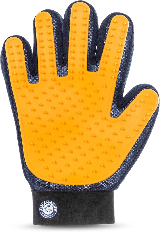 Arm & Hammer “Simply Calm” Dog Grooming Deodorizing Glove with Fragrance Transfer Technology –Scented Silicone Hand Brush for Bathing & Shedding, Sweet Lily & Vanilla Scent