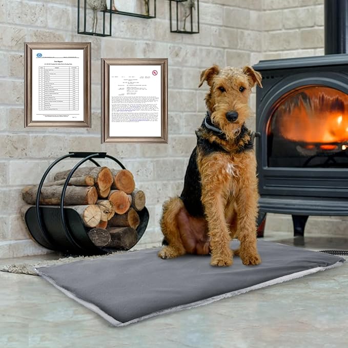 Rest-Eazzzy Cat Heating Pad, Cat Bed with Removable Cover Heated Cat Bed 5 Level Timer and 5 Level Temperature, Cat Beds for Indoor Warming Mat for Cat Dog (Heat pad, Pure-Grey)