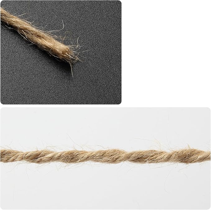 1/8 in (3mm) x 328 ft (100Meter) Natural Sisal Hemp Rope Heavy Duty Thick Twine for Cat Scratcher Post Tree, Garden, Binding, Crafts Packing Material