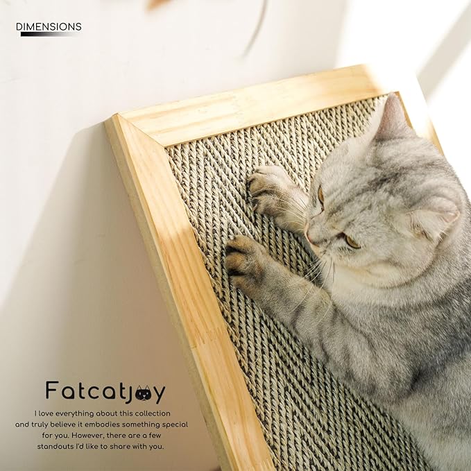 Wood Sisal Cat Scratching Pad,Cat Scratching Post,Cat Wall Scratcher,Sisal Cat Scratcher for Indoor Cats Adults,Cat Scratching Bed,Large Frame Scratching Vertical Horizontal