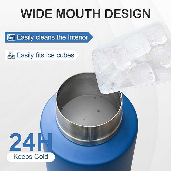 Insulated Dog Travel Water Bottle with Detachable Bowls, 3 in 1 Portable Dog Water Bottle Dispenser, Dog Accessories for Walking, Hiking, Camping, Outdoor (Navy Blue, 32 Oz)