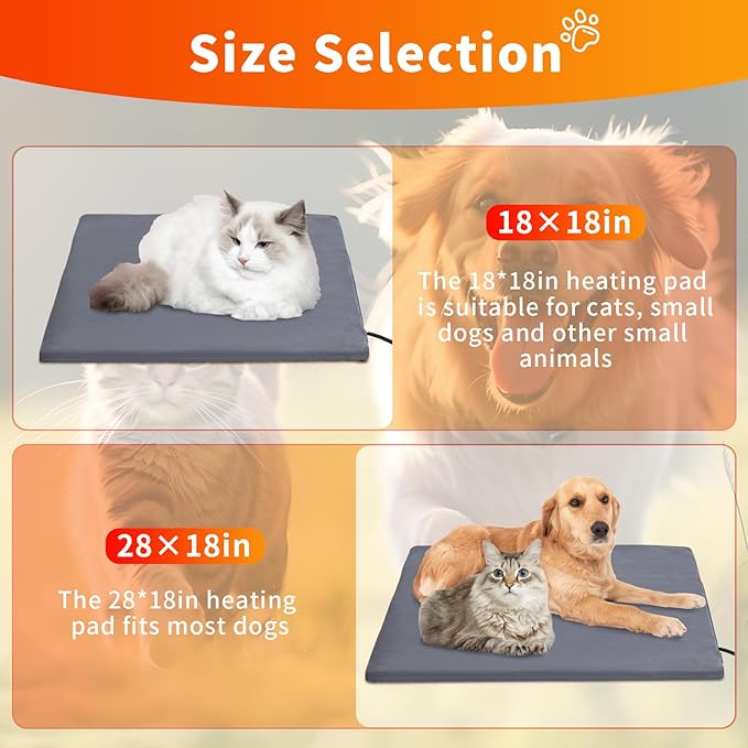 Dog Heating Pad, Waterproof Pet Heating Pad for Cats Dogs with 12H Timer & 9-Adjustable Temperature, 28x18in Heated Dog Pad, Pet Heater Warmer for Cat Dog House Whelping Box Outdoor Indoor