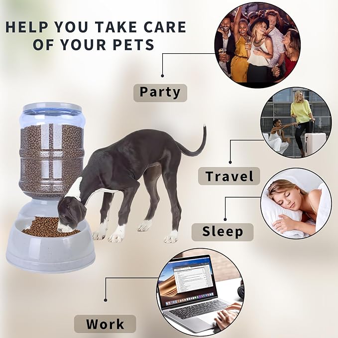 Automatic Dog Feeders,3 Gallon Capacity Gravity Food Dispenser for Large Dogs,Automatic Dog Feeder Large Breed, Pet Feeder Station Food Dispenser