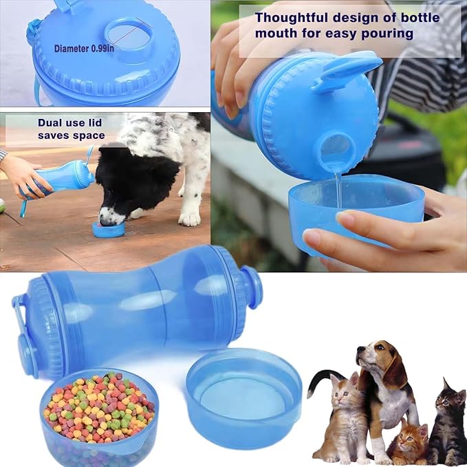Automatic Dog Cat Feeder and Water Dispenser, 2 in 1 Gravity Food Feeder and,Waterer Set with Pet Food Bowl for,Small Medium Dog Puppy Kitten - A Dual-use cup1;Pet toys2.4PCS