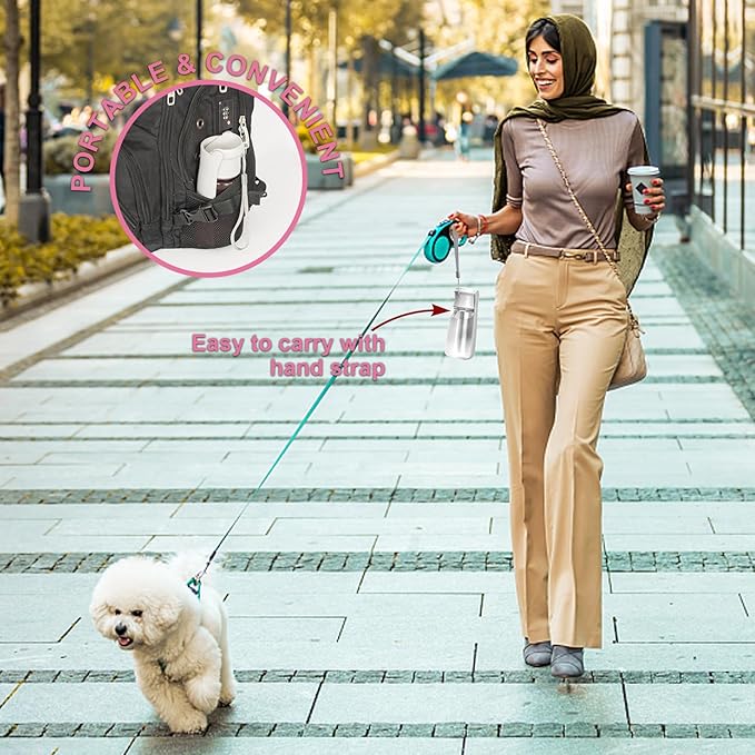 Portable Dog Water Bottle - Foldable Dog Water Dispenser | Leak Proof & Food Grade Plastic Travel | Pet Water Bottle for Cat Outdoor Walking Hiking Travel(US) (White, 19oz)