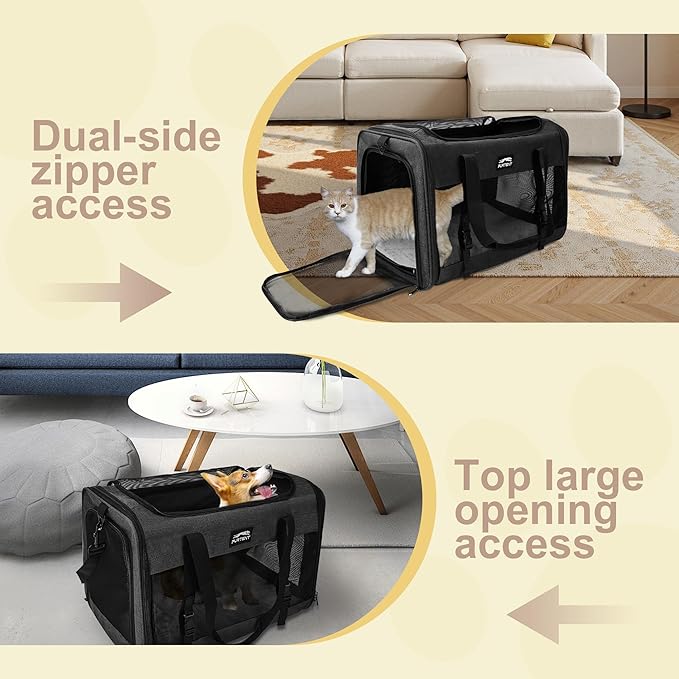 Cat Carrier Dog Carriers for Small Medium Dogs Large Cat Carrier Soft Sided Cat Carriers, Pet Travel Carrier Collapsible Cat Bag 0-25 Lbs, Puppy Kitten Carrier (Black)