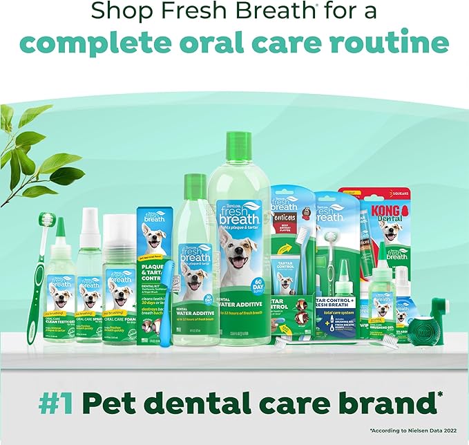TropiClean Fresh Breath Water Additive for Dogs, Dog Breath Freshener and Teeth Cleaning Solution, No Toothpaste or Toothbrush Required, 33.8oz.