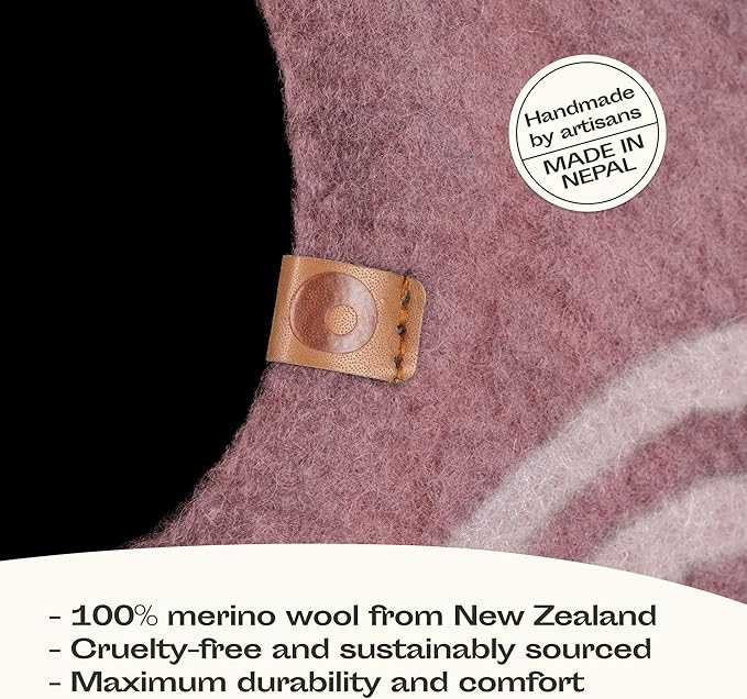 MEOWFIA Cat Cave – Premium Felt Cat Bed for Indoor Cats, Handmade 100% Merino Wool (Light Shades) (Medium, Pink)