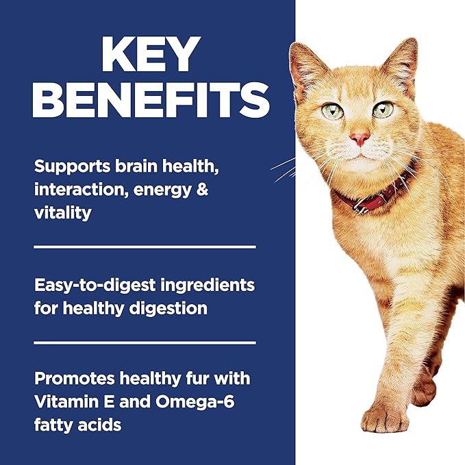 Hill's Science Diet Senior Vitality, Senior Adult 7+, Senior Premium Nutrition, Dry Cat Food, Chicken & Rice, 6 lb Bag