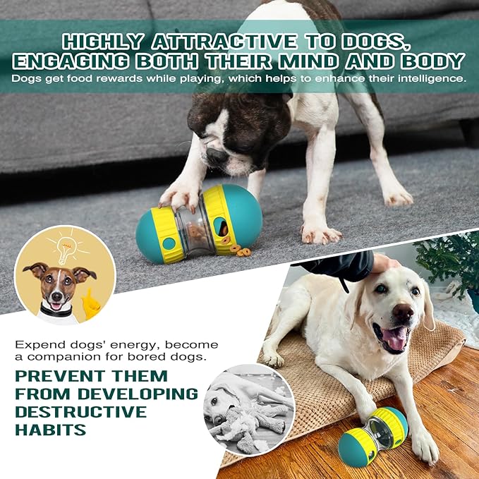 Dog Treat Dispensing Toys Indestructible Food Ball Adjustable Interactive Enrichment Toy for Small Large Dog to Keep Them Busy Stimulating IQ Training Puppy Slow Feeder for Bordom Indoor Gift
