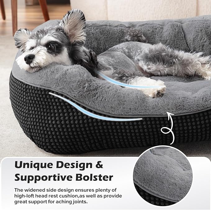 INVENHO Large Dog Beds Large Sized, Washable Orthopedic Warming Soft Sleeping Durable with Anti-Slip Bottom
