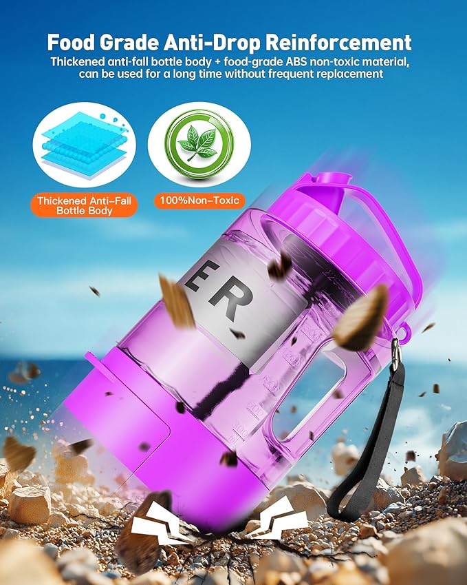 Portable Dog Water Bottle Bowl - 77 oz Travel Water Bowl Dispenser for Dogs Leak Proof, Suitable for Large Pet Drinking, A Must Have for Outdoor, Camping, Walking, Beach, Hunting Other Scenes (Purple)