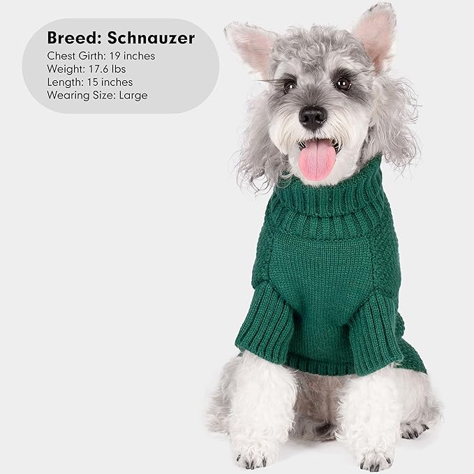 cyeollo Dog Sweater Pullover Turtleneck for Large Dogs, Classic Knitwear Fall Winter Cold Weather Dog Clothes Warm Pet Apparel Large Big Dogs Sweaters, Green 3XL
