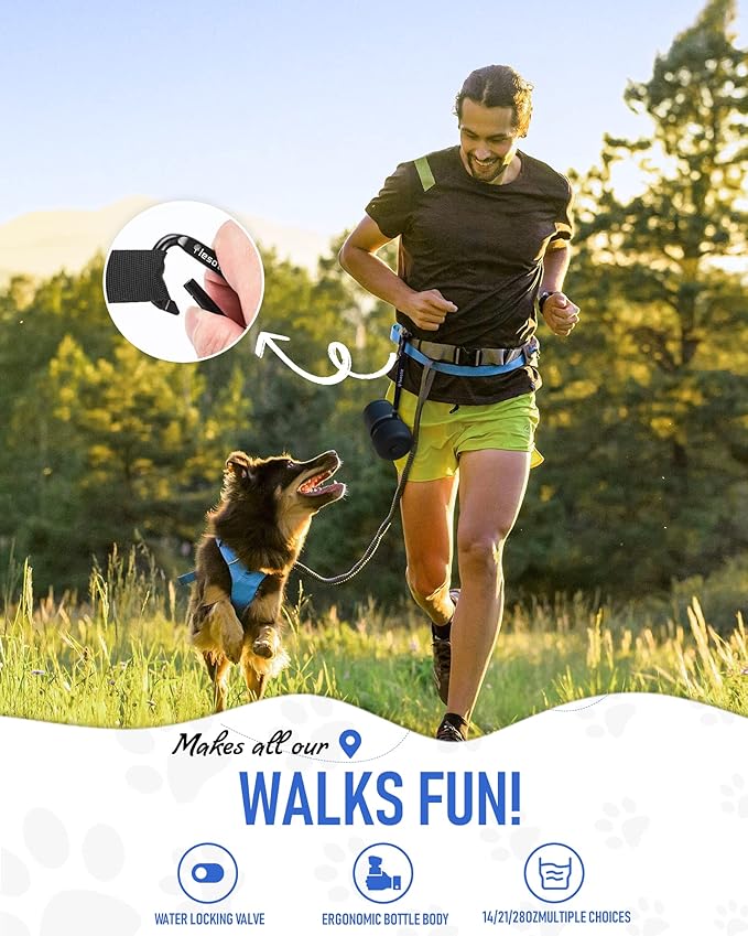 Lesotc Dog Water Bottle, Portable Water Dispenser with Travel Water Bowl, Leak Proof Pet Travel Squeeze Bottle, Puppy Essentials Dog Stuff Accessories for Outdoor Walking, Hiking, Camping