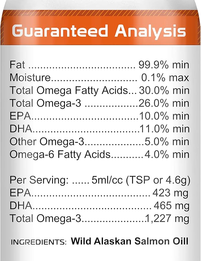 StrellaLab 32 OZ Salmon Oil for Dogs - Omega 3 for Dogs & Cats, Itch & Allergy Relief, Wild Alaskan Salmon Oil for Skin & Coat, Fish Oil Liquid, Shedding Health Support EPA & DHA Fatty Acids