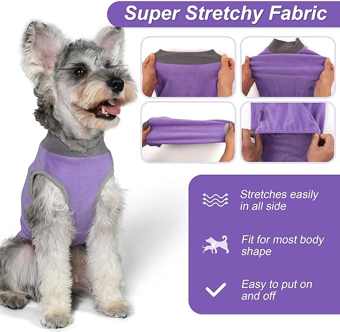 cyeollo 2 Pack Fleece Dog Sweater Pullover Dog Sweatshirt Reflective Lightweight Clothes for Small Dogs Girl Pet Apparel Purple, Grey, M