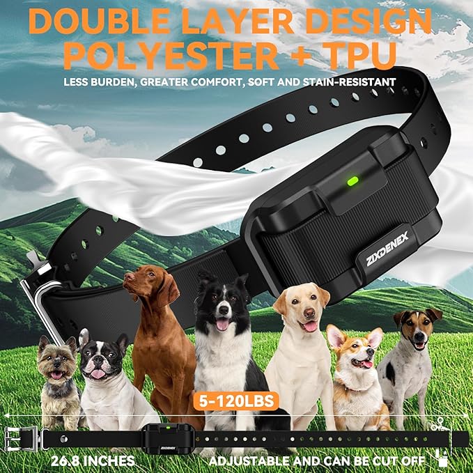 Shock Collar for Dogs, 3200FT Dog Training Collar with Remote Control, IPX7 TPU Waterproof Dog Collar with Buzzer, Vibration, Safety Shock 4 Training Modes, Suitable for All Small, Medium, Large Dogs
