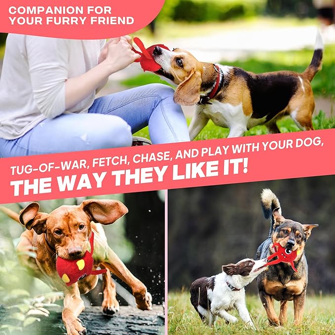 Fida Dog Chew Toys for Aggressive Chewers(3in1),Squeaky Dog Toys for Large Dogs,Interactive Dog Toys to Keep Them Busy, Dog Ball for Small, Medium and Large Dogs(Red)