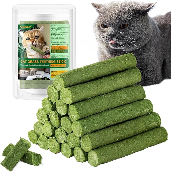 120g/4.23oz Cat Grass Teething Stick Hairballs,Chew Sticks for Cats,Catnip Toys Sticks Indoor Kitten Chew Stick