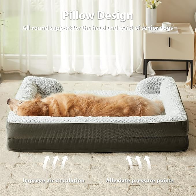 Orthopedic Dog Bed for Medium Dogs, Egg Crate Foam Bed for Medium Dogs, Equipped with Removable Waterproof Pillow Cover and Anti-Slip Bottom, Pet Bed