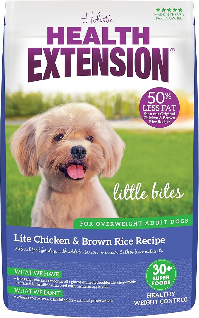 Health Extension Little Bites LITE Dry Dog Food, Chicken & Brown Rice for Small Breeds, Supports Healthy Weight, Digestion, Coat & Joint Health with Probiotics & Superfoods, 15 lb Bag (Pack of 1)