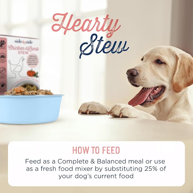 Side by Side Chicken & Lamb Stew, Warming Dog Food for All Breeds, Made of Whole Foods, Every Ingredient Has a Purpose, No Artificial Additives, Fillers, or Gums, Ready to Serve, 12.5 oz, 3 Pack