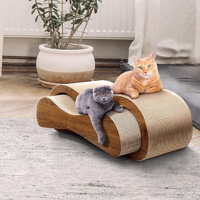 FluffyDream 2 in 1 Cat Scratcher Cardboard Lounge Bed, Cat Scratching Post, Durable Board Pads Prevents Furniture Damage,Large