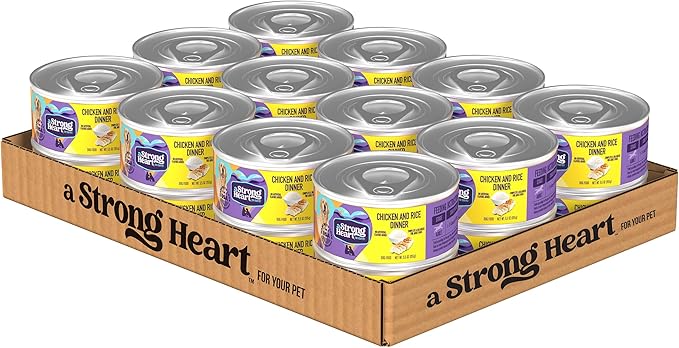 A Strong Heart Wet Dog Food, Chicken and Rice Dinner - 5.5 oz Cans (Pack of 24), Made in The USA with Real Chicken