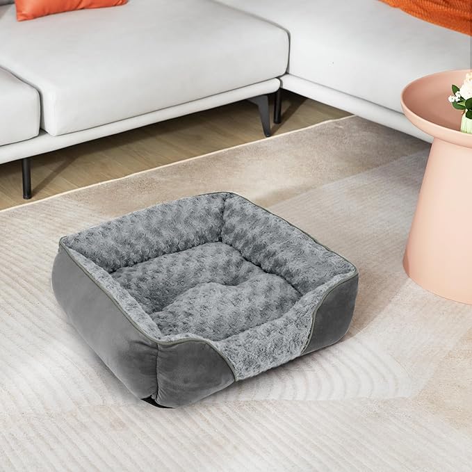INVENHO Large Dog Bed Rectangle Washable Orthopedic Soft Calming Sleeping Durable Pet Cuddler with Anti-Slip Bottom