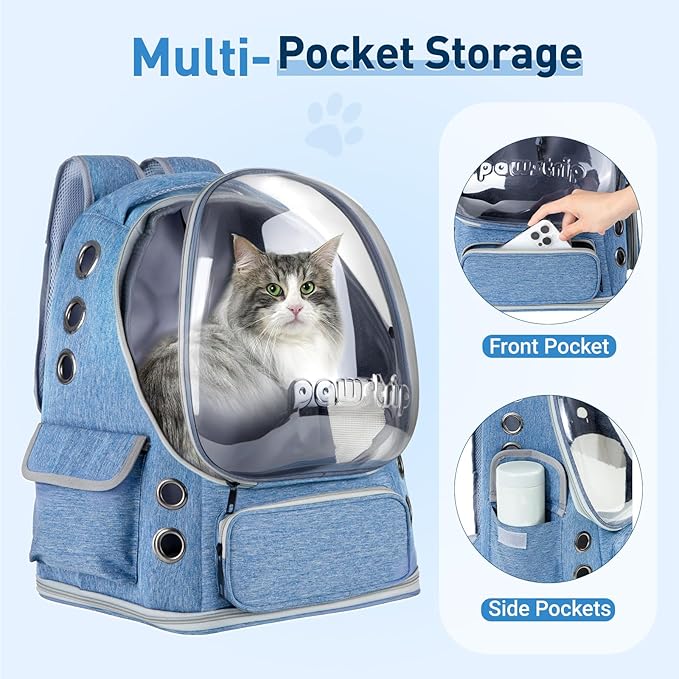 Cat Backpack Carrier with Bubble Window, Breathable & Foldable Pet Travel Carrier for Small Dogs and Cats, Airline-Approved for Hiking & Outdoor Use