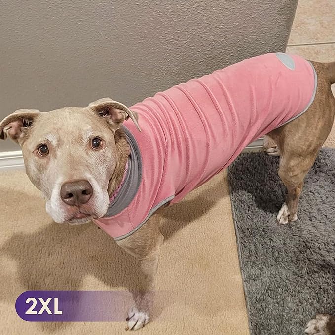 cyeollo 2 Pack Dog Sweater Fleece Vest Pullover Dog Sweatshirt Reflective Lightweight Pet Clothes for Large Dogs Girl Pet Apparel Size XXXL Pink & Grey
