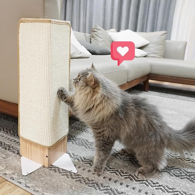 PETKARAY Couch Corner Cat Scratcher, 22" Corner Scratching Post Wall Scratcher, Sisal Furniture Protector for Sofa with Reversible Base, Small