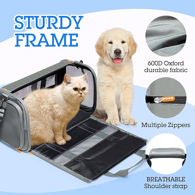 Cat Carrier and Dog Carriers, Soft Sided Breathable Mesh, Two Soft Pads are Provided, Small Dogs or Medium Cats Pet Carrier up to 16 Lbs, 18.5in*9.84in*11in