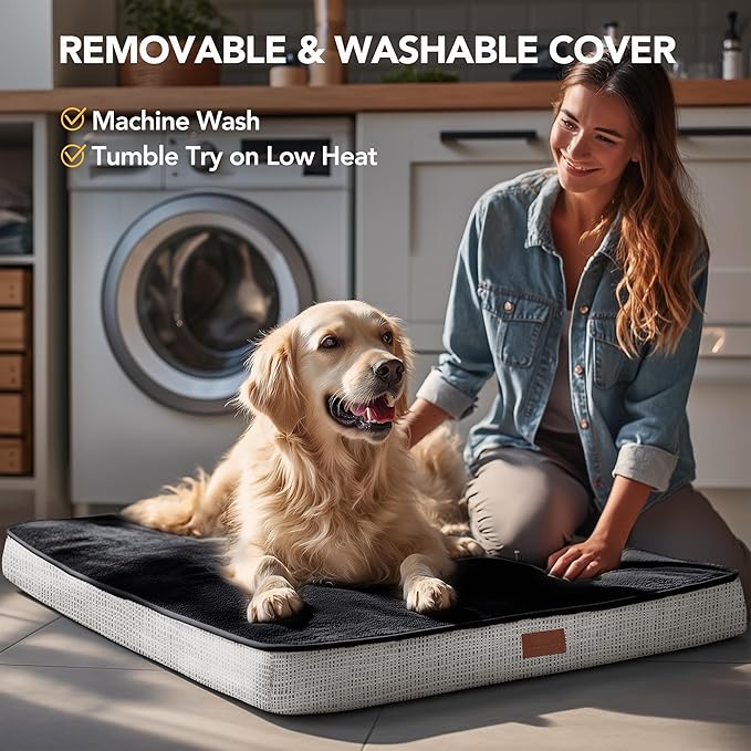 Deconovo Orthopedic Dog Bed for Medium & Large Dogs – Supportive Memory Foam with Washable Cover, Non-Slip Base – Comfort for Senior, Arthritic & Active Pets, Dark Grey, 36" Lx27 Wx3 Th
