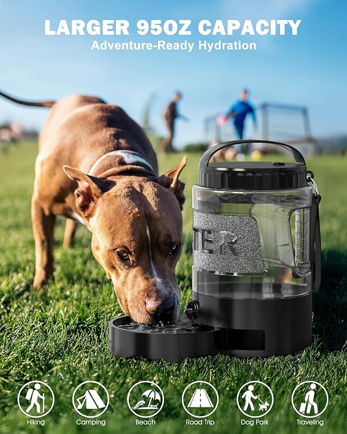 lesotc 95OZ Large Dog Water Bottle,Portable Travel Water Bowl for Dogs Camping Hiking Traveling Beach Park Accessories,Dog Water Bowl Dispenser with Pull-Out Drinking Bowls,Leak Proof Pet Water Bottle