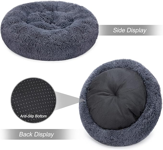 MIXJOY Orthopedic Dog Bed Comfortable Donut Cuddler Round Pet Beds Ultra Soft Washable Dog and Cat Cushion Bed (20''/23''/30'') (30'', Grey-Blue)