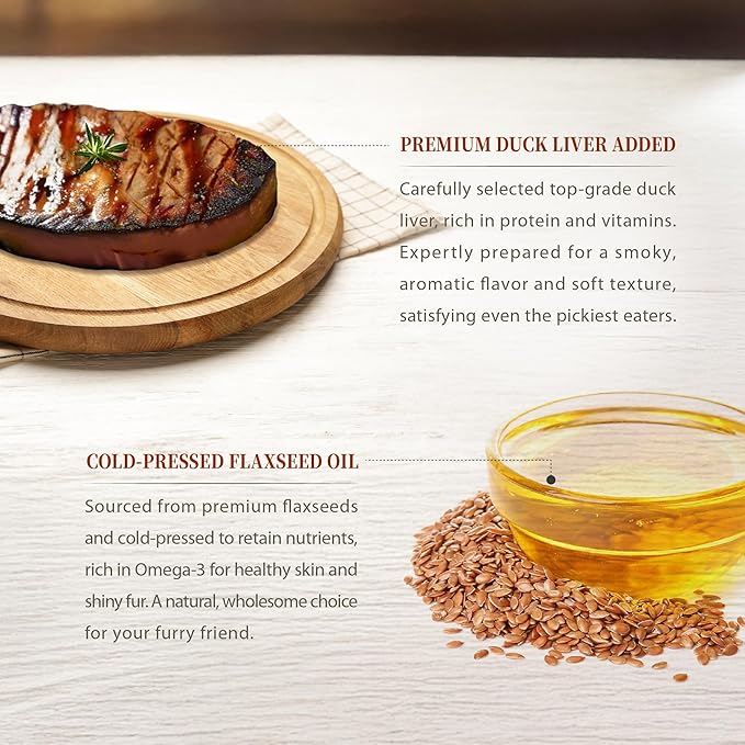 Herz Air-Dried Dog Food Beef & Duck Liver Recipe 1 lb, All-Natural, High-Protein, Grain-Free, Limited Ingredients, Complete & Balanced, Premium Canine Cuisine