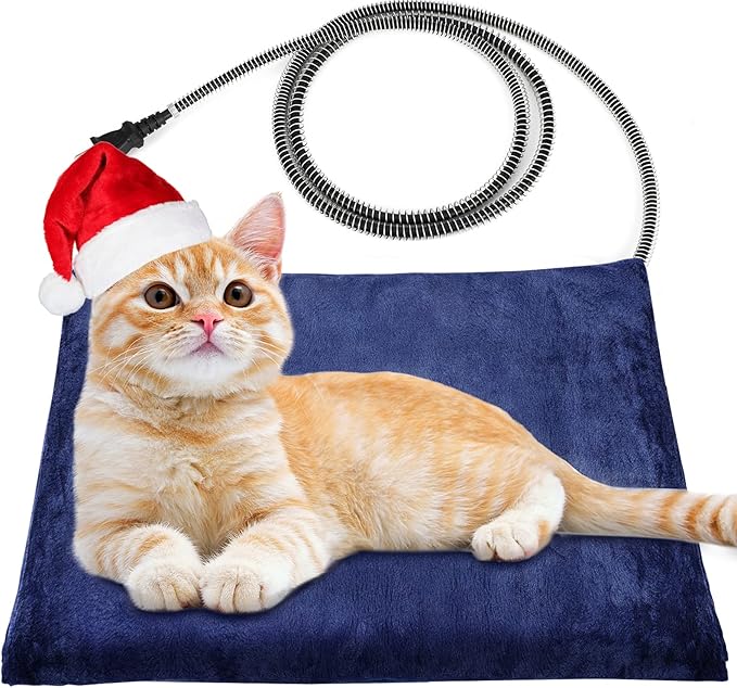 Kiroto Pet Heating Pad, Outdoor Heating Pad for Cats, Cat Heating Pad for Cat House Outside, Waterproof Cat Warming Pad for Feral Cats, Safe Electric Heat Pad, Heated Outdoor Cat Bed, 27" X 16"