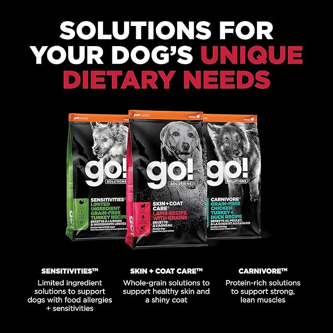 Go! Solutions Skin + Coat Care, Dry Dog Food, Lamb Recipe with Grains, 12 lb Bag