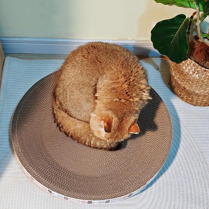 4 Pack Extra Large Cat Scratcher Cardboard, Round Scratcher Bed Scratch Bowl, Scratching Lounge Couch Round Shaped Cat Scratch Board Nest for Indoor Cats Furniture Protector
