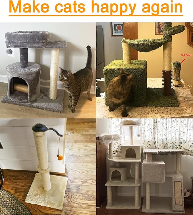 2.9in 7.4cm Diameter Cat Scratching Post Replacement Sisal Pole Parts for Cat Tower (M10, 30cm/11.8in)
