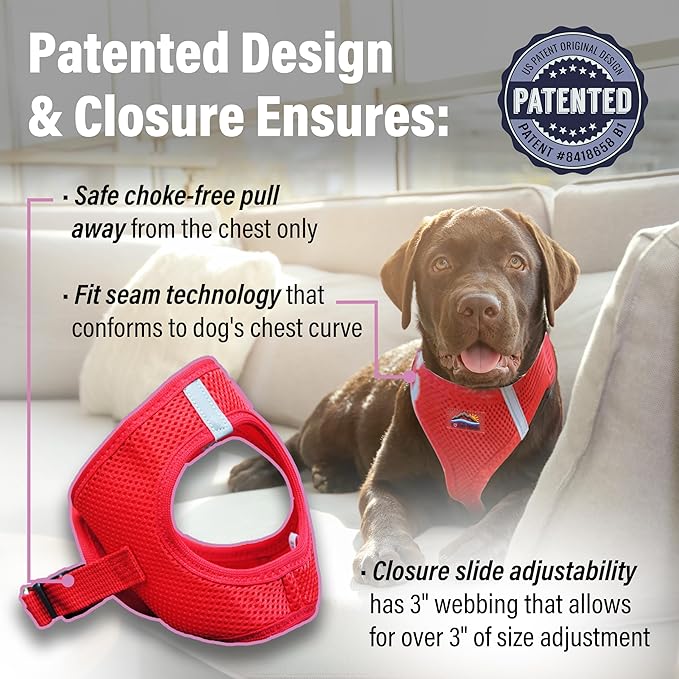 Doggie Design Dog Harness - No Choke Dog Harness, Dog Vest, Mesh Polyester, Pet Harness, Simple Step in and Go Design, Harness for Dog - Red, 3X-Large